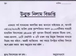 লামচরি মাধ্যমিক বিদ্যালয়ের টিনশেড ভবনের চালা ও গাছ নিলাম বিজ্ঞপ্তি